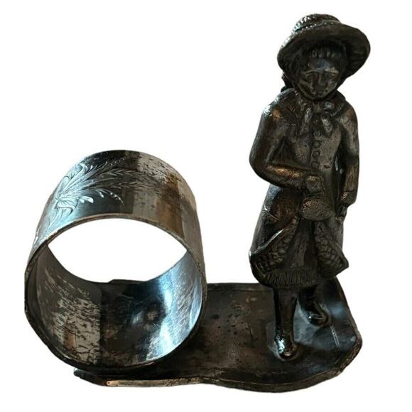 ANTIQUE AURORA S.P. MFG & CO. SILVERPLATE NAPKIN RING HOLDER 45 Victorian Girl - Picture 9 of 9